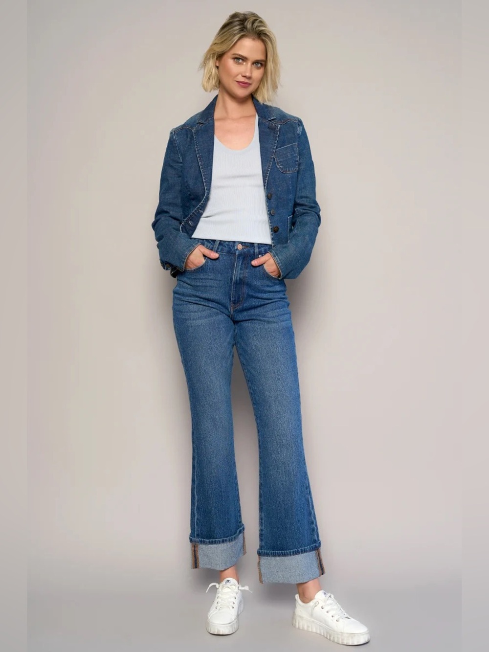 Women’s High Rise Cuffed Crop Boot Jeans